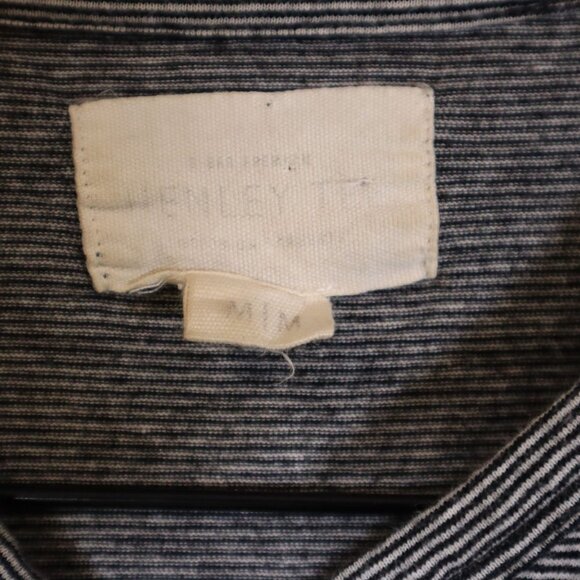 Striped Henley T-Shirt With Wooden Buttons M - Picture 4 of 9
